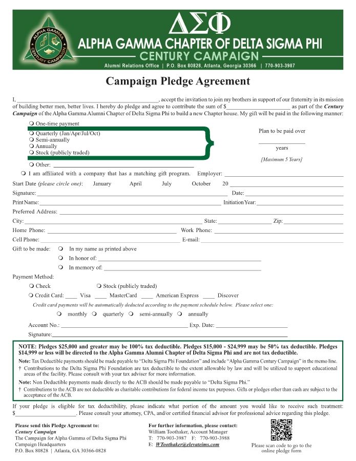 Century Campaign Pledge Agreement