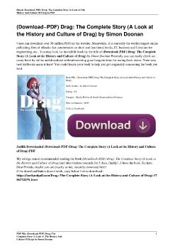 (Download~PDF) Drag: The Complete Story (A Look at the History and Culture of Drag) by Simon Doonan