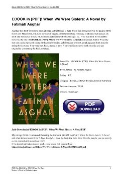 EBOOK in [PDF]! When We Were Sisters: A Novel by Fatimah Asghar