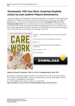 *Download@~PDF Care Work: Dreaming Disability Justice by Leah Lakshmi Piepzna-Samarasinha