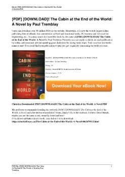 [PDF] [DOWNLOAD]! The Cabin at the End of the World: A Novel by Paul Tremblay