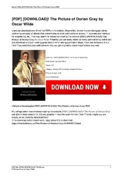 [PDF] [DOWNLOAD]! The Picture of Dorian Gray by Oscar Wilde