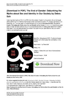 [Download in PDF]. The End of Gender: Debunking the Myths about Sex and Identity in Our Society by Debra Soh