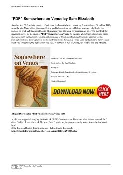 *PDF^ Somewhere on Venus by Sam Elizabeth