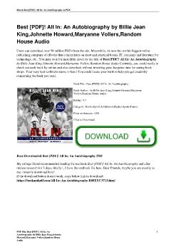 Best [PDF]! All In: An Autobiography by Billie Jean King,Johnette Howard,Maryanne Vollers,Random House Audio