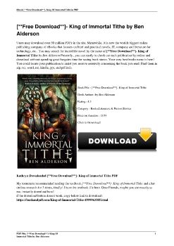 [**Free Download**]- King of Immortal Tithe by Ben Alderson