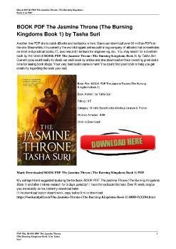 BOOK PDF The Jasmine Throne (The Burning Kingdoms Book 1) by Tasha Suri