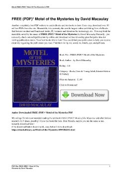 FREE (PDF)* Motel of the Mysteries by David Macaulay