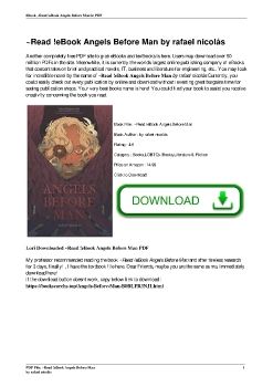 ~Read !eBook Angels Before Man by rafael nicolás