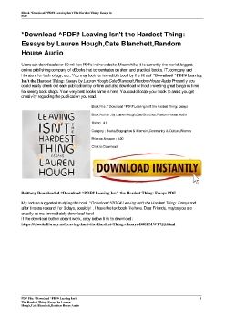 *Download ^PDF# Leaving Isn't the Hardest Thing: Essays by Lauren Hough,Cate Blanchett,Random House Audio