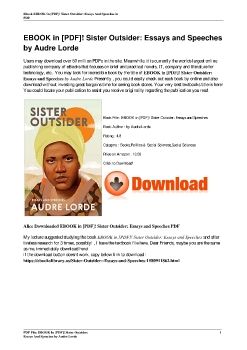 EBOOK in [PDF]! Sister Outsider: Essays and Speeches by Audre Lorde