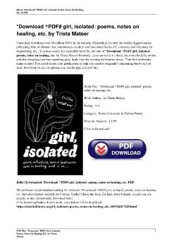 *Download ^PDF# girl, isolated: poems, notes on healing, etc. by Trista Mateer