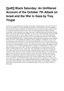 [[pdf]] Black Saturday: An Unfiltered Account of the October 7th Attack on Israel and the War in Gaza by Trey Yingst