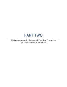 Part 2 Collaborating with Advanced Practice Providers: An Overview of State Rules