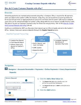 How do I Create Customer Deposits with ePay