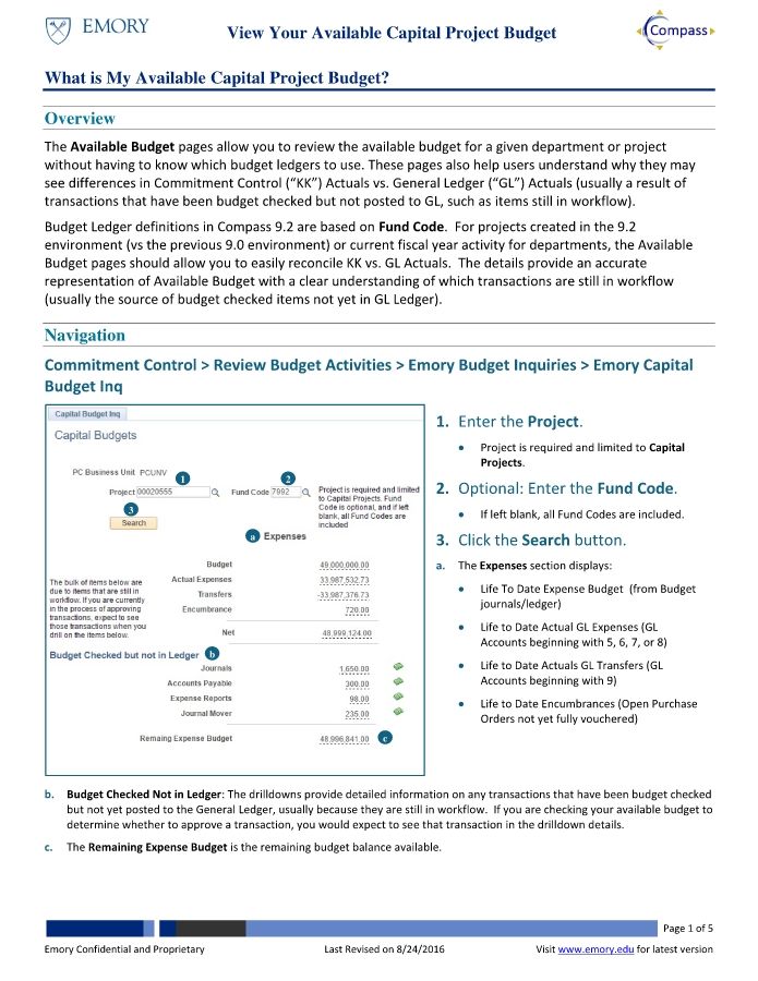 What is My Available Capital Project Budget