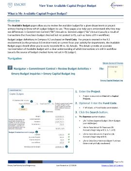 What is My Available Capital Project Budget