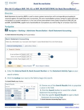 How do I Configure BSP_NO_GL or BSP_BLOCKEXTRNL for Bank Reconciliation