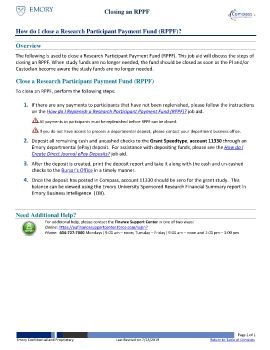 How do I close a Research Participant Payment Fund (RPPF)