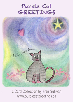 Purple Cat Greetings by Fran Sullivan