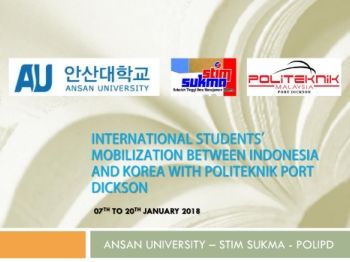 PROGRAM BOOK FOR INTERNATIONAL MOBILITY : ANSAN - POLIPD - STIM SUKMA