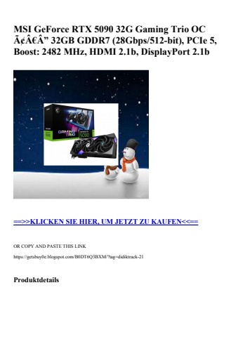 2572 msi geforce rtx 5090 32g gaming trio oc ã¢â€â” 32gb gddr7  28gbps 512-bit   pcie 5  boost  2482 mhz