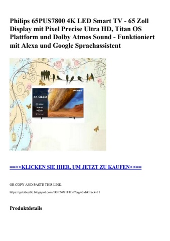 9255 philips 65pus7800 4k led smart tv - 65 zoll display mit pixel precise ultra hd  titan os plattform