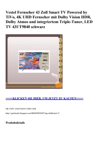 0864 vestel fernseher 43 zoll smart tv powered by tivo  4k uhd fernseher mit dolby vision hdr  dolby atm