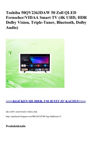 0117 toshiba 50qv2363daw 50 zoll qled fernseher vidaa smart tv  4k uhd  hdr dolby vision  triple-tuner
