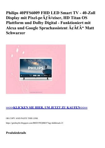 1624 philips 40pfs6009 fhd led smart tv - 40-zoll display mit pixel-prãƒâ¤ziser  hd titan os plattform u