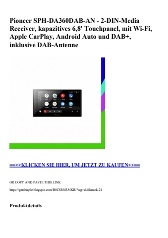 7160 pioneer sph-da360dab-an - 2-din-media receiver  kapazitives 6 8' touchpanel  mit wi-fi  apple carpl
