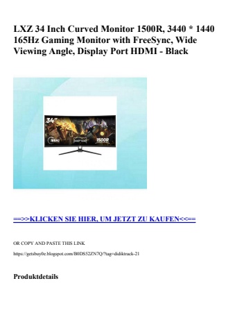 7664 lxz 34 inch curved monitor 1500r  3440  1440 165hz gaming monitor with freesync  wide viewing angle