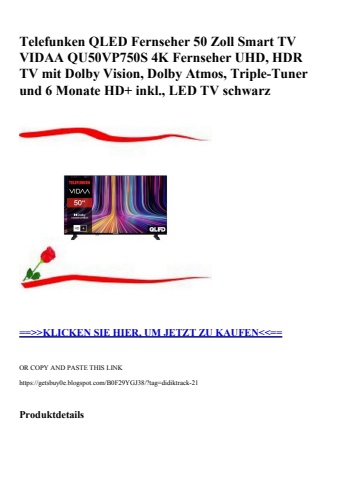 2923 telefunken qled fernseher 50 zoll smart tv vidaa qu50vp750s 4k fernseher uhd  hdr tv mit dolby visi