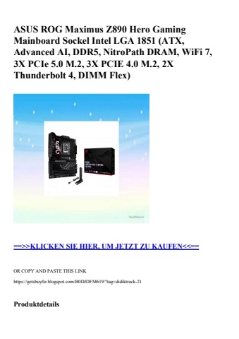 3486 asus rog maximus z890 hero gaming mainboard sockel intel lga 1851  atx  advanced ai  ddr5  nitropat