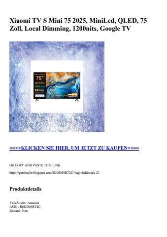 3132 xiaomi tv s mini 75 2025  miniled  qled  75 zoll  local dimming  1200nits  google tv