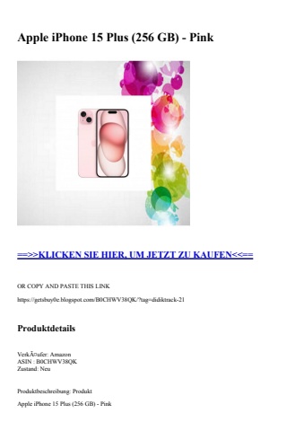 5424 apple iphone 15 plus  256 gb  - pink