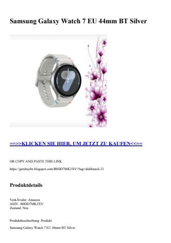 0834 samsung galaxy watch 7 eu 44mm bt silver
