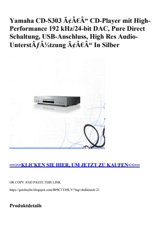 7164 yamaha cd-s303 ã¢â€â“ cd-player mit high-performance 192 khz 24-bit dac  pure direct schaltung  usb