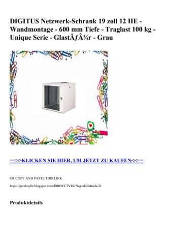6775 digitus netzwerk-schrank 19 zoll 12 he - wandmontage - 600 mm tiefe - traglast 100 kg - unique seri