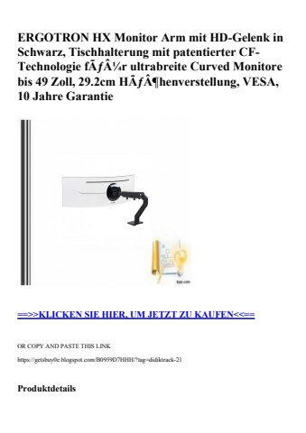 2224 ergotron hx monitor arm mit hd-gelenk in schwarz  tischhalterung mit patentierter cf-technologie fã