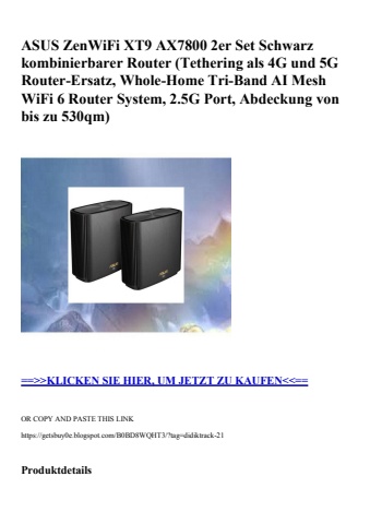 7768 asus zenwifi xt9 ax7800 2er set schwarz kombinierbarer router  tethering als 4g und 5g router-ersat