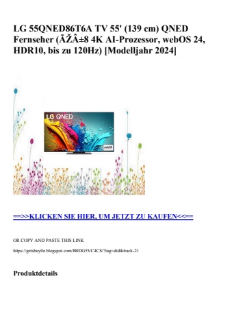 4807 lg 55qned86t6a tv 55'  139 cm  qned fernseher  ãžâ±8 4k ai-prozessor  webos 24  hdr10  bis zu 120hz