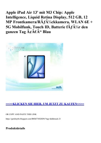 6446 apple ipad air 13' mit m3 chip  apple intelligence  liquid retina display  512 gb  12 mp frontkamer