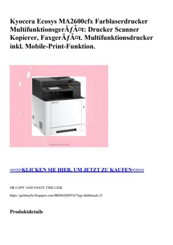 7929 kyocera ecosys ma2600cfx farblaserdrucker multifunktionsgerãƒâ¤t  drucker scanner kopierer  faxgerã