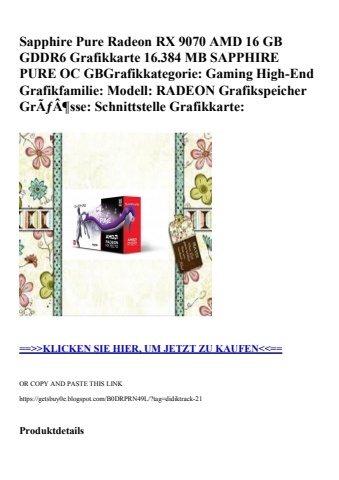 7213 sapphire pure radeon rx 9070 amd 16 gb gddr6 grafikkarte 16