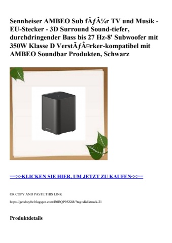 5534 sennheiser ambeo sub fãƒâ¼r tv und musik - eu-stecker - 3d surround sound-tiefer  durchdringender b