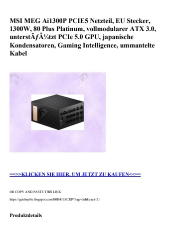 9852 msi meg ai1300p pcie5 netzteil  eu stecker  1300w  80 plus platinum  vollmodularer atx 3