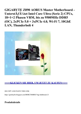 9987 gigabyte z890 aorus master motherboard - unterstãƒâ¼tzt intel core ultra  serie 2  cpus  18 1 2 pha