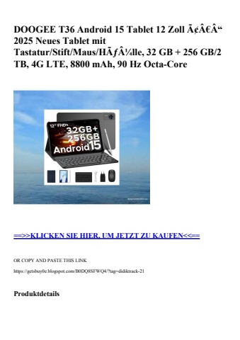 9582 doogee t36 android 15 tablet 12 zoll ã¢â€â“ 2025 neues tablet mit tastatur stift maus hãƒâ¼lle  32