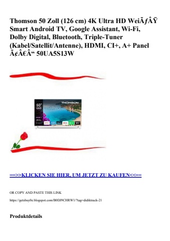 0823 thomson 50 zoll  126 cm  4k ultra hd weiãƒâÿ smart android tv  google assistant  wi-fi  dolby digit